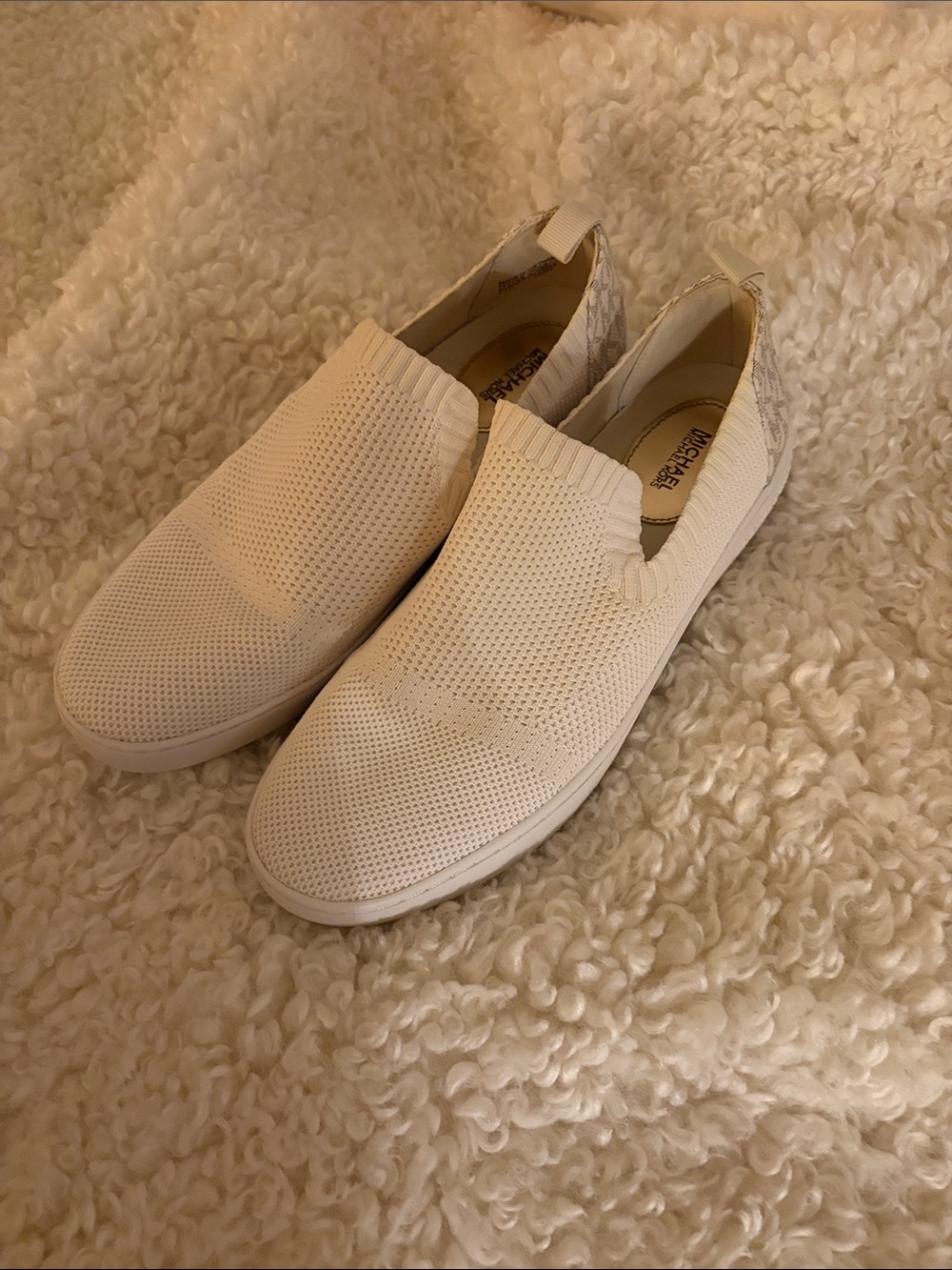 Michael Kors Cream Knit Slip-On Sneakers